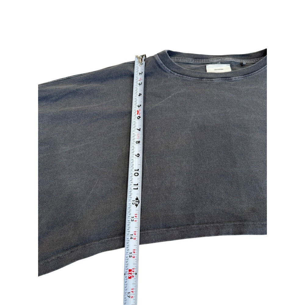 Joah Brown Slouchy Crop Long Sleeve Washed Black S/M Oversized Cotton Top - Picture 6 of 8